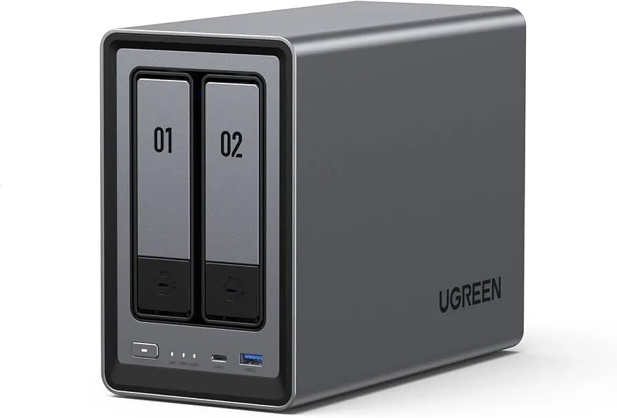 UGREEN NASync DXP2800 2 Bay Desktop NAS Kit, Intel N100 Quad Core CPU, 8GB DDR5 RAM, 2.5GbE, 2 * M.2 NVMe Slots, 4K HDMI, Network Attached Storage