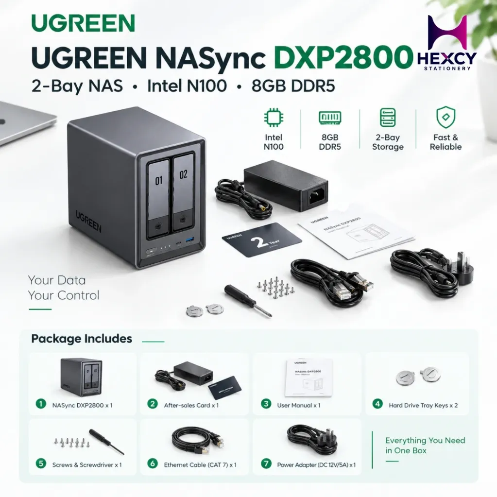 UGREEN NASync DXP2800 2-Bay NAS (Intel N100 / 8GB DDR5)