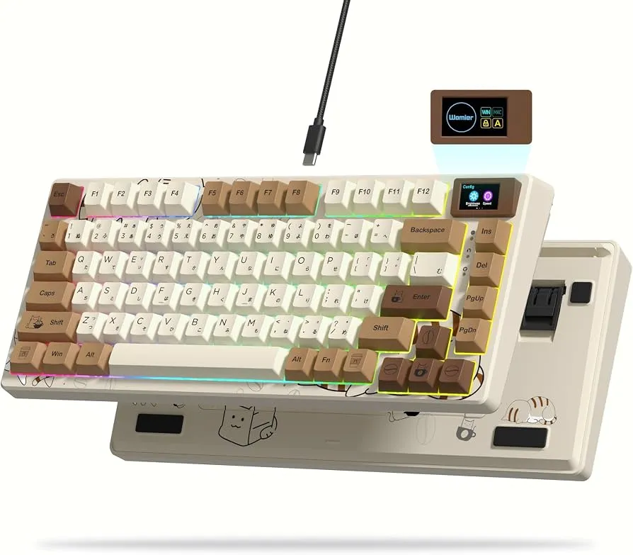 Womier SK80 Mechanical Keyboard (75% Compact Layout) Cherry Profile PBT Keycap