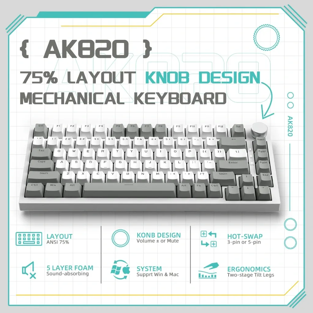 ATTACK SHARK x AJAZZ AK820 Mechanical Gaming Keyboard
