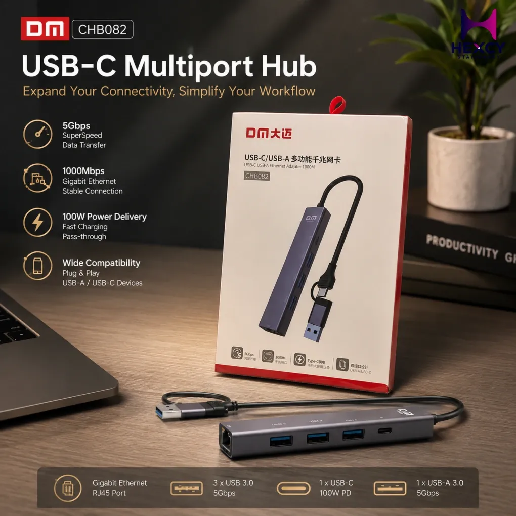 [CHB082] D.M CHB082 USB3.0x3 to 1000mbps ethernet port