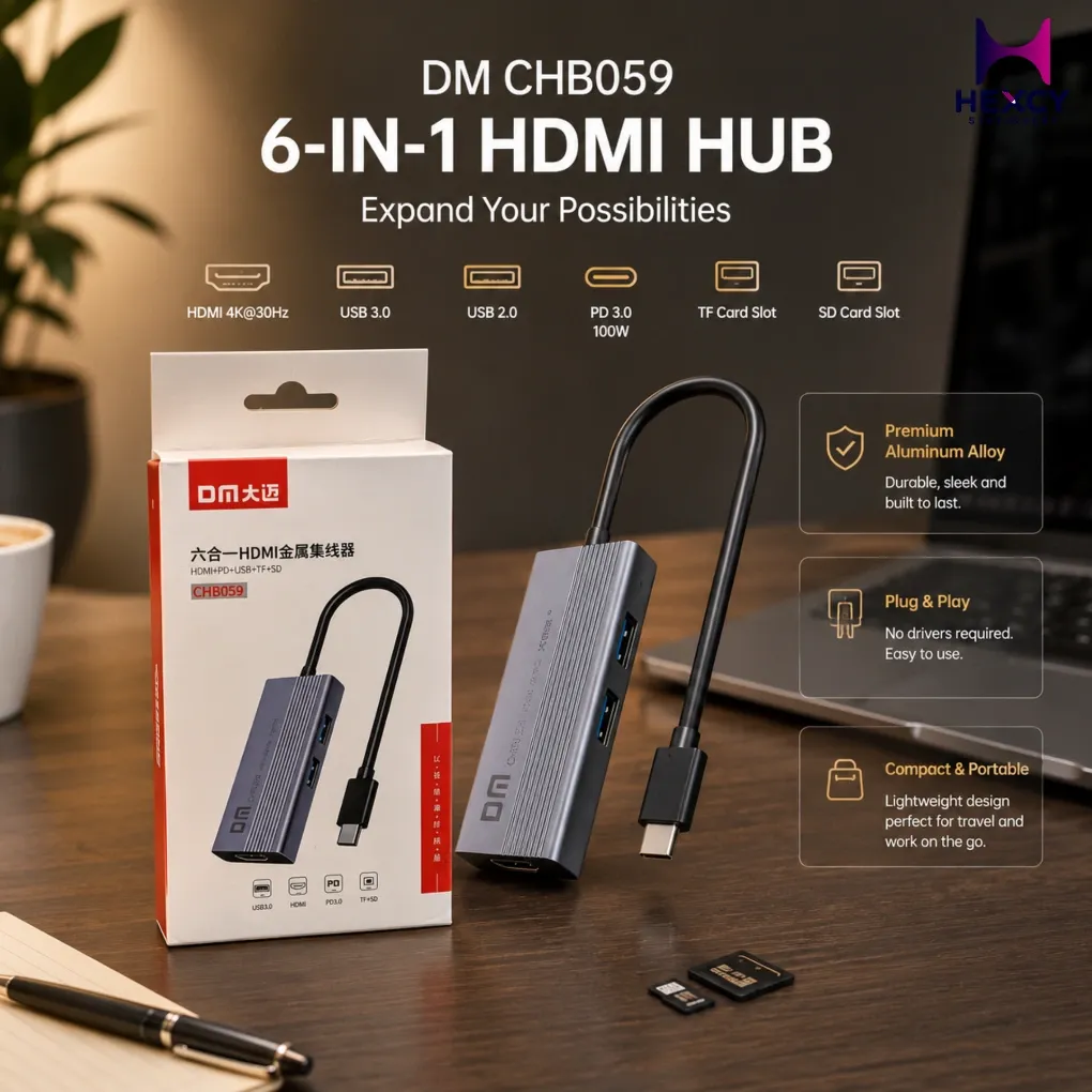D.M CHB059 Type-C 6 in 1 Hub