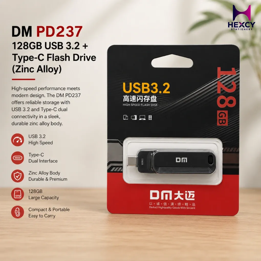 DM PD237 128GB USB 3.2 + Type-C Flash Drive (Zinc Alloy)