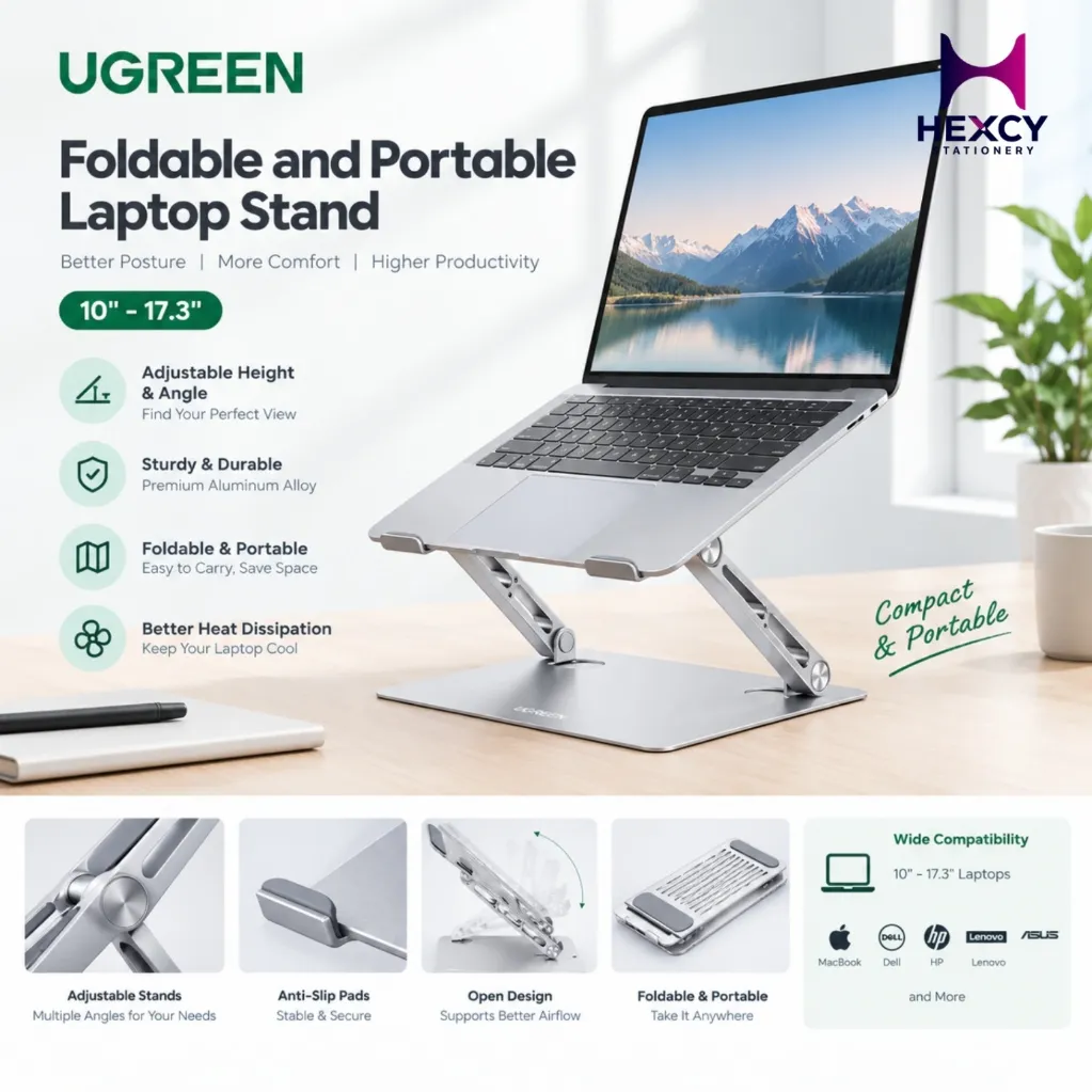 [LP966] UGREEN Foldable and Portable Laptop Stand 10" - 17.3"