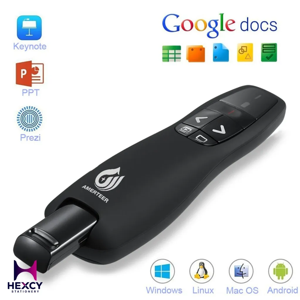 AMERTEER Wireless Presenter with Laser Pointer (AAA Battery Operated)