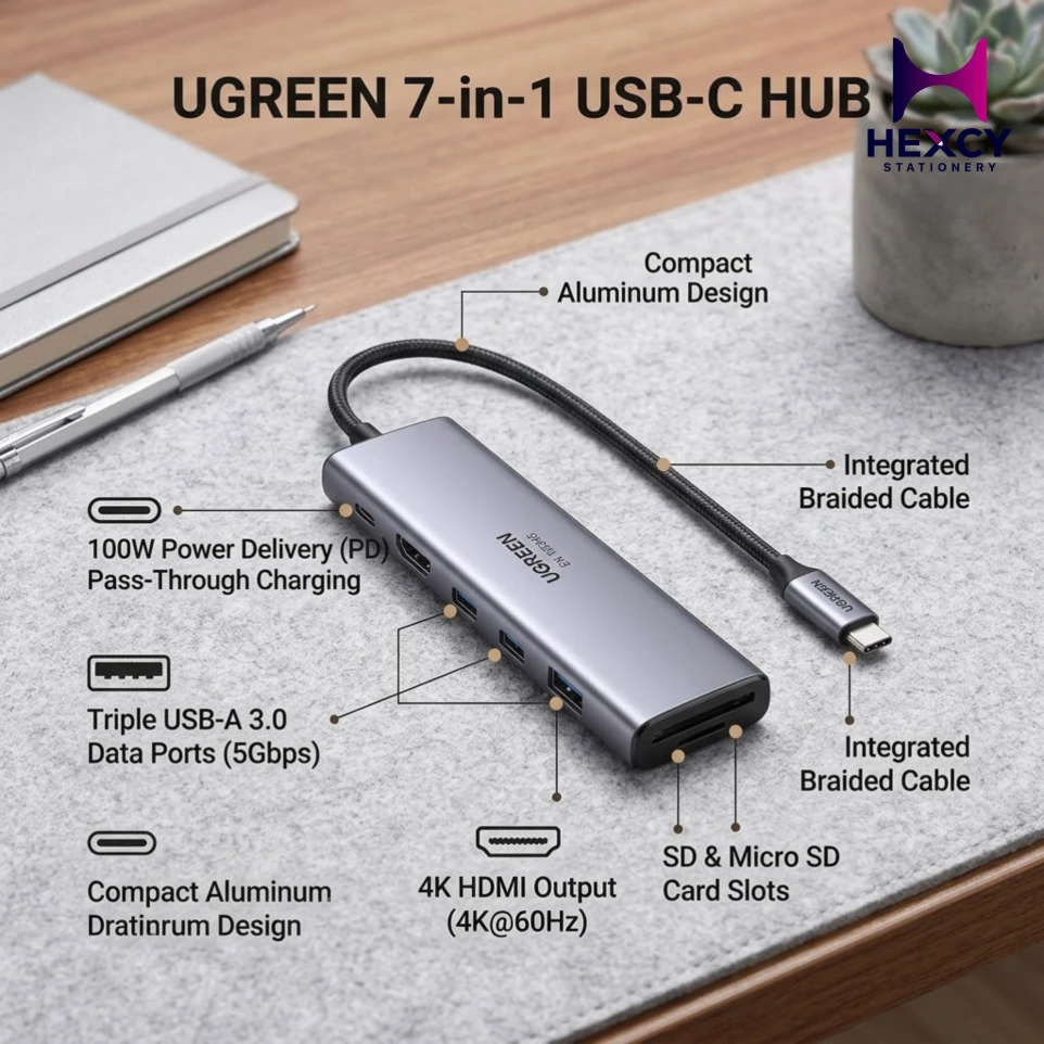 [CM195] Ugreen USB-C Multiport Hub (7in1)