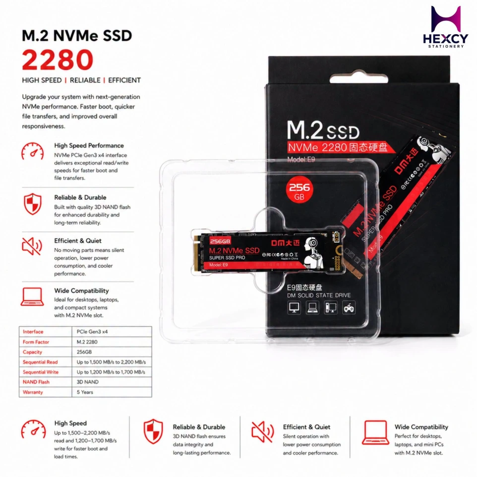 E9 M.2 NVMe SSD 256 GB