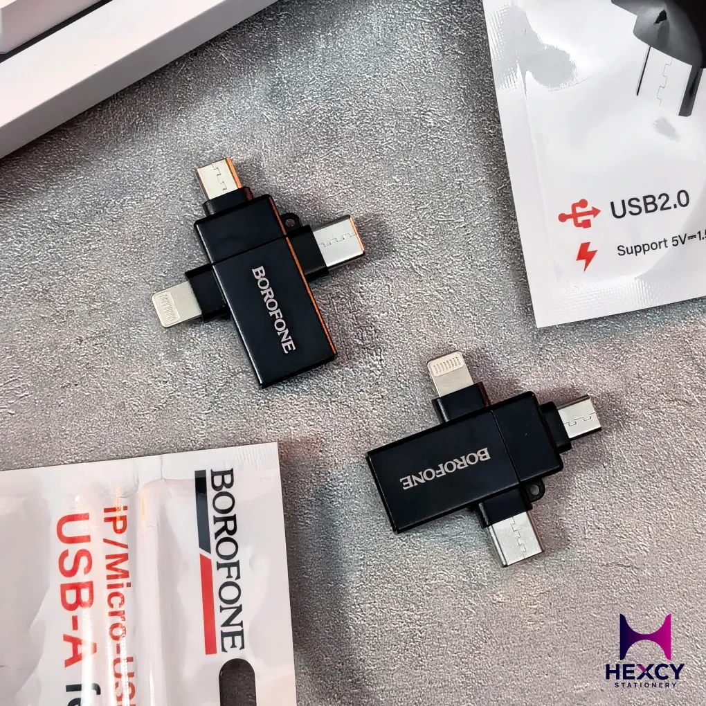 Borofone iP/Micro-USB/USB-C male to USB-A female USB 2.0(3 In 1 USB Adapter)