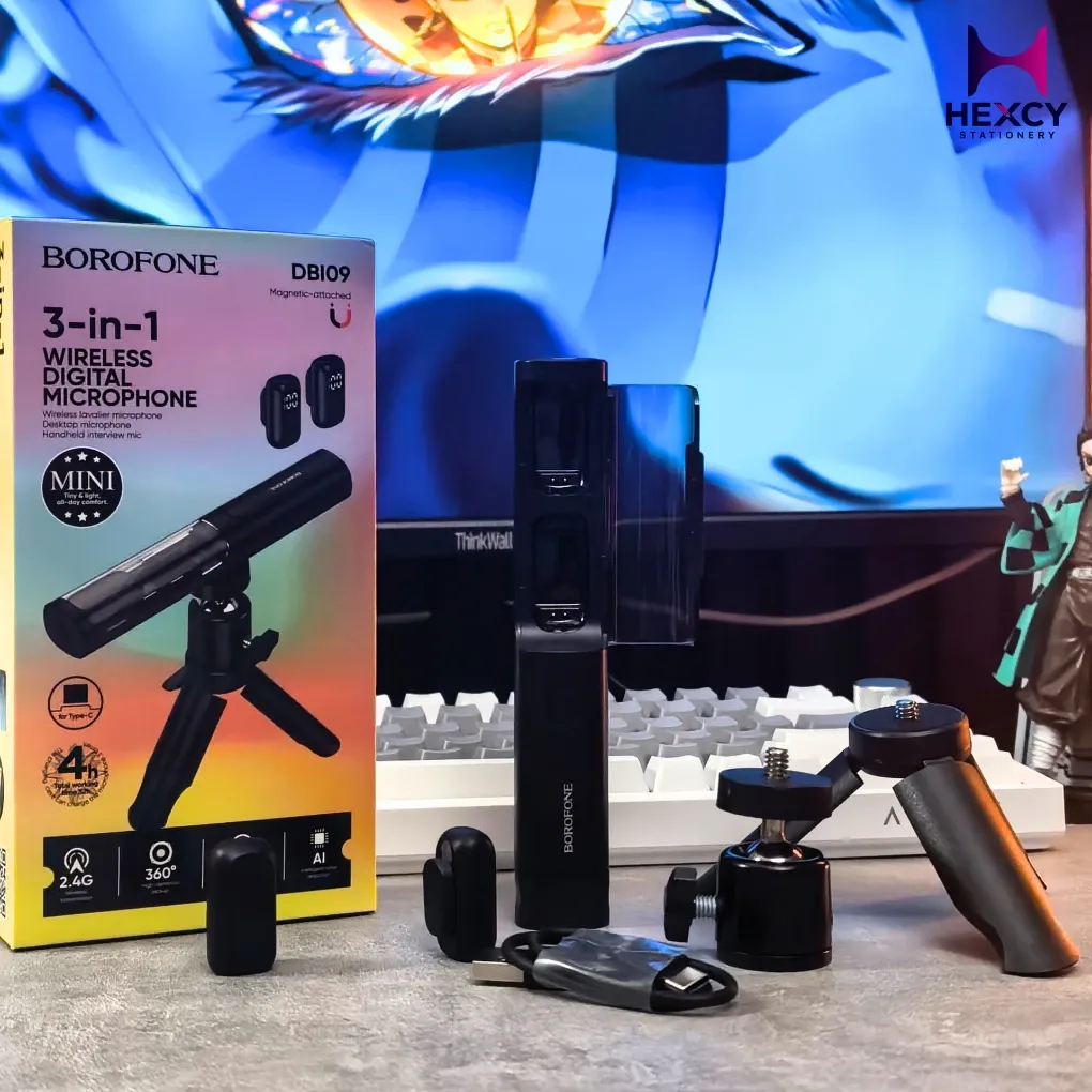 [DBI09] BOROFONE 3-IN-1 Wireless Digital Microphone Type C, Black