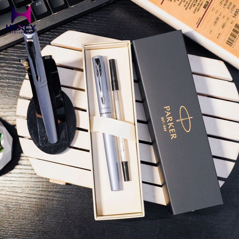 Parker Parker Ballpoint Pen Vector XL, Metallic Silver Blue CT, Medium Point, Water-based, Gift Box, Genuine Import, 2159780Z