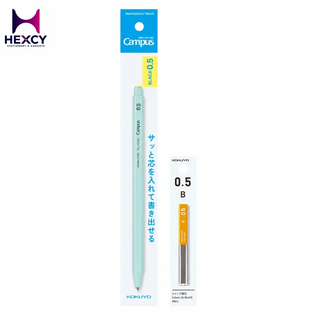 Kokuyo Campus Quick Lead Insert and Write Mechanical Pencil 0.5mm + Replacement Lead B Set