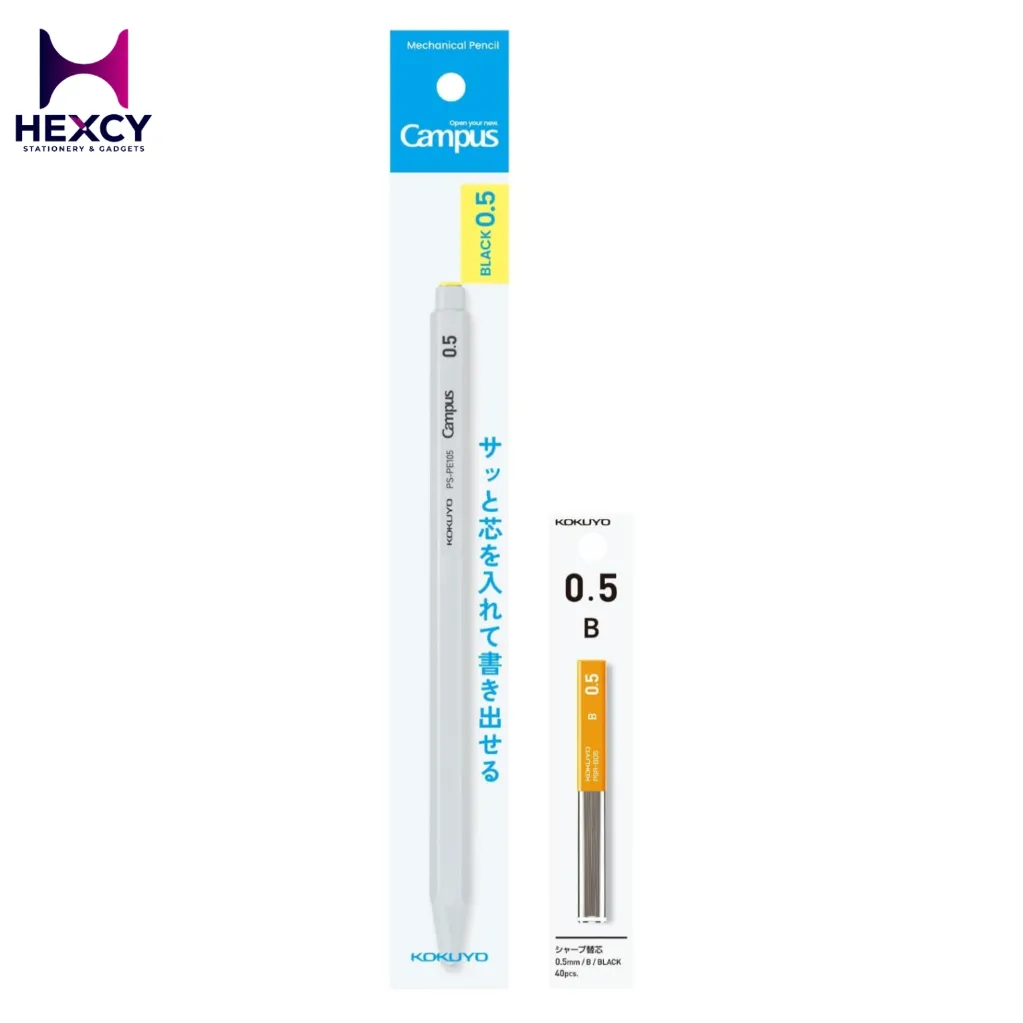 Kokuyo Campus Quick Lead Insert and Write Mechanical Pencil 0.5mm + Replacement Lead B Set