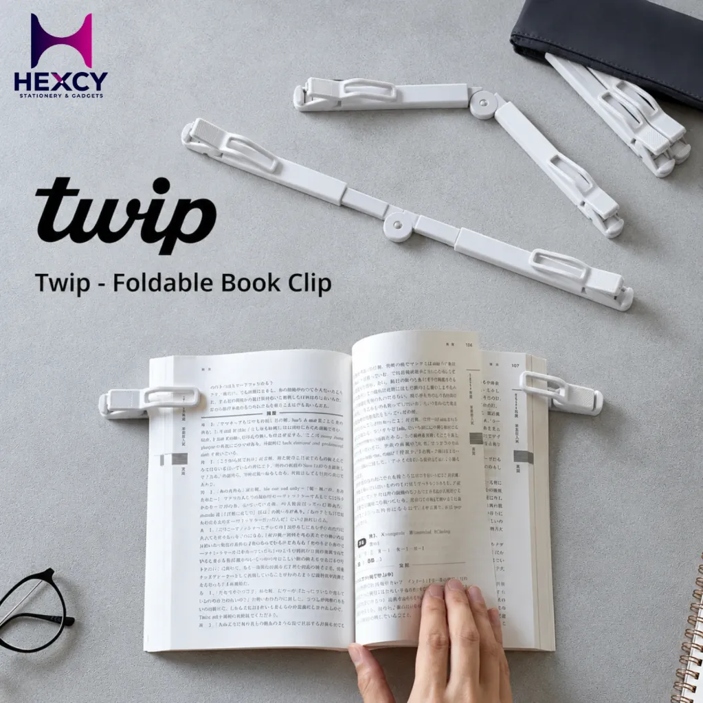 [FBC-10-W] Kingjim Folding Book Clip Twip, Textbook Fixation (White)