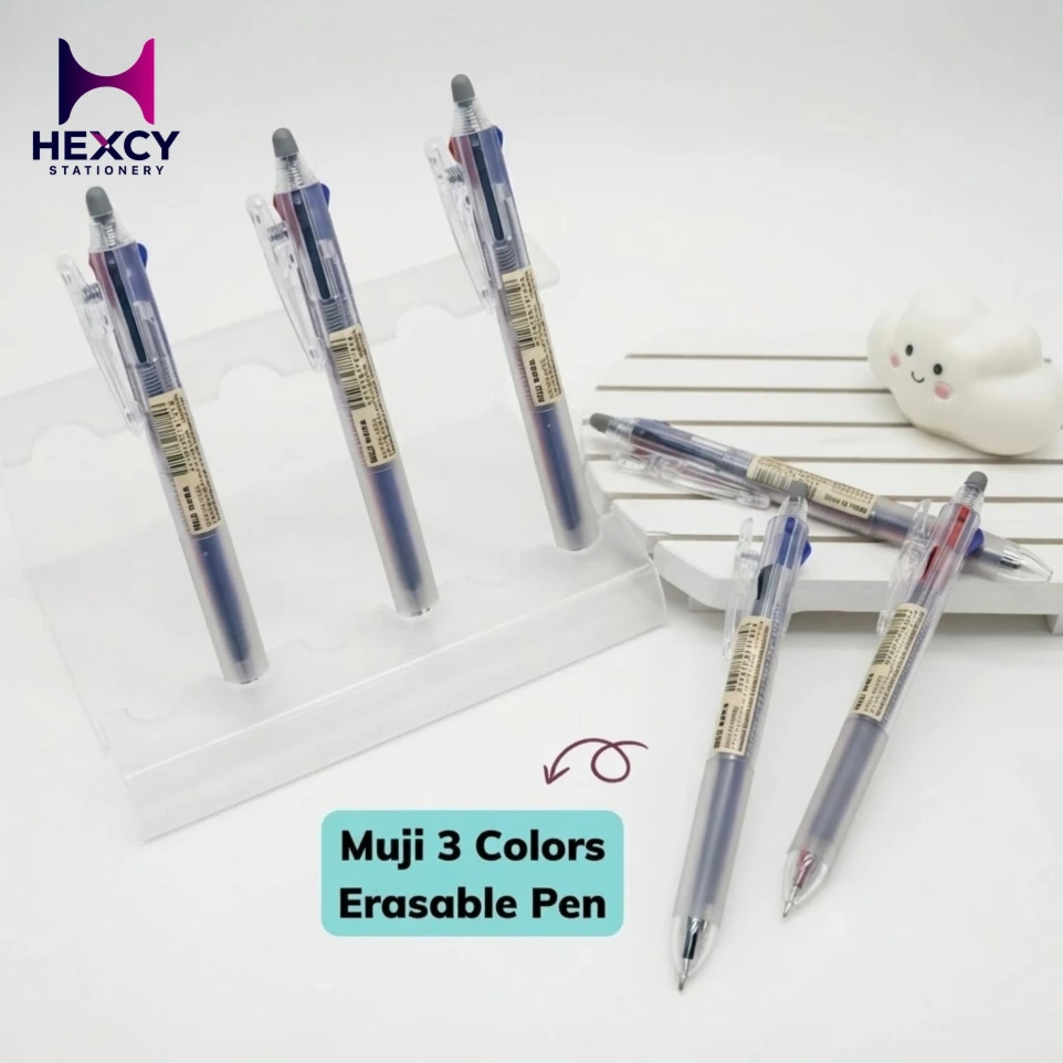 [NBD69A3A] Muji Erasable Ballpoint Pen 3 Colors Retractable 0.5
