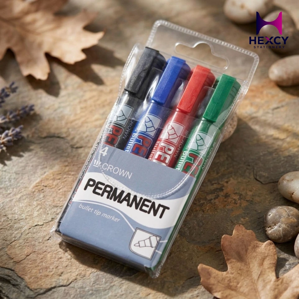CROWN PERMANENT MARKER-4 Pen Pack