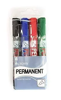 CROWN PERMANENT MARKER-4 Pen Pack