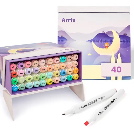 [ASM-02-PT01] Arrtx ALP Achol Art Marker Dual Tip 40 Pastel Colors Box
