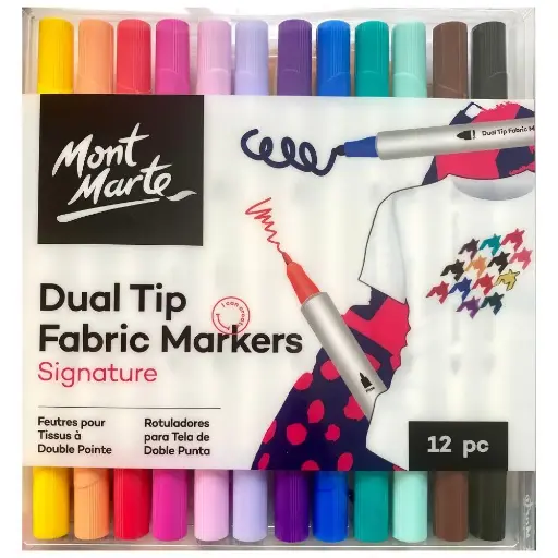 [MMPM0054-V01] Mont Marte Dual Tip Fabric Marker 12 Colors Set