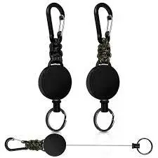 [1124422653] Heavy Duty Tactical Retractable Keychain with Carabiner Clip and Cord