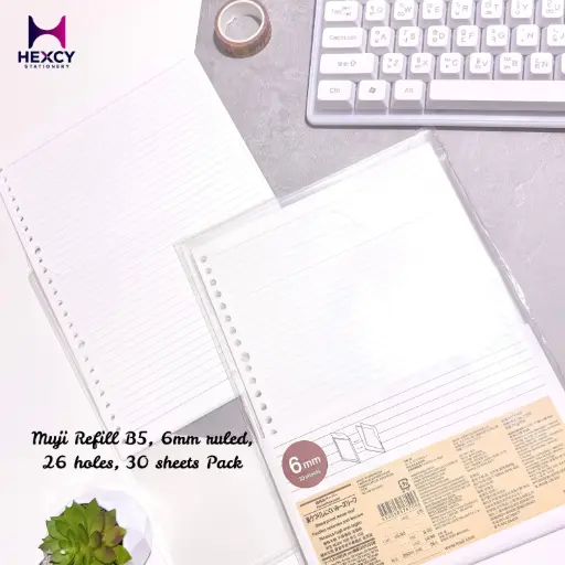 [NAC08A3A] Muji Refill B5, 6mm ruled, 26 holes, 30 sheets Pack