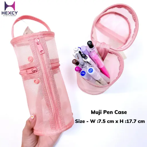 [NDG 48A3A] Muji Nylon mesh pen case that can be used vertically or horizontally